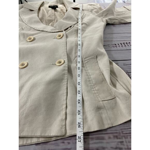 Focus 2000 Trench Pea Coat Womens 10 Belted Lined Linen Blend Mid Length - Picture 7 of 11